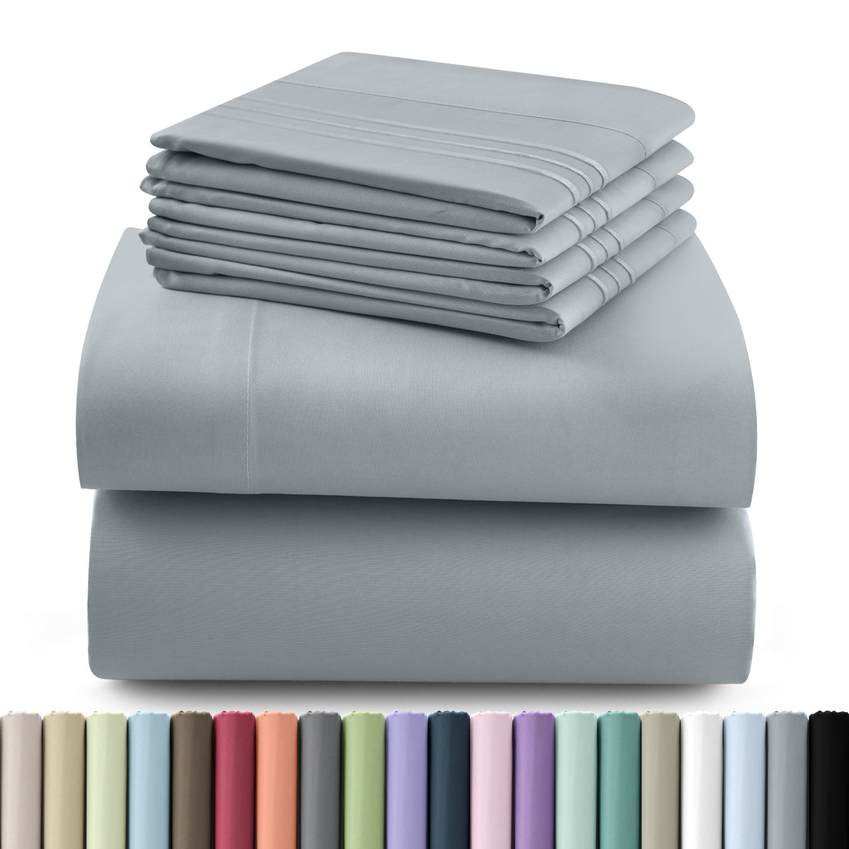 Hannah Bedding Sheet Set - 6 PC Brushed 100% polyester Bed Sheets 16 Inches Deep Pockets - Embroidered & Plain Pillowcases - Hotel Luxury Sheets Bed Set - Soft Bedding Sheets