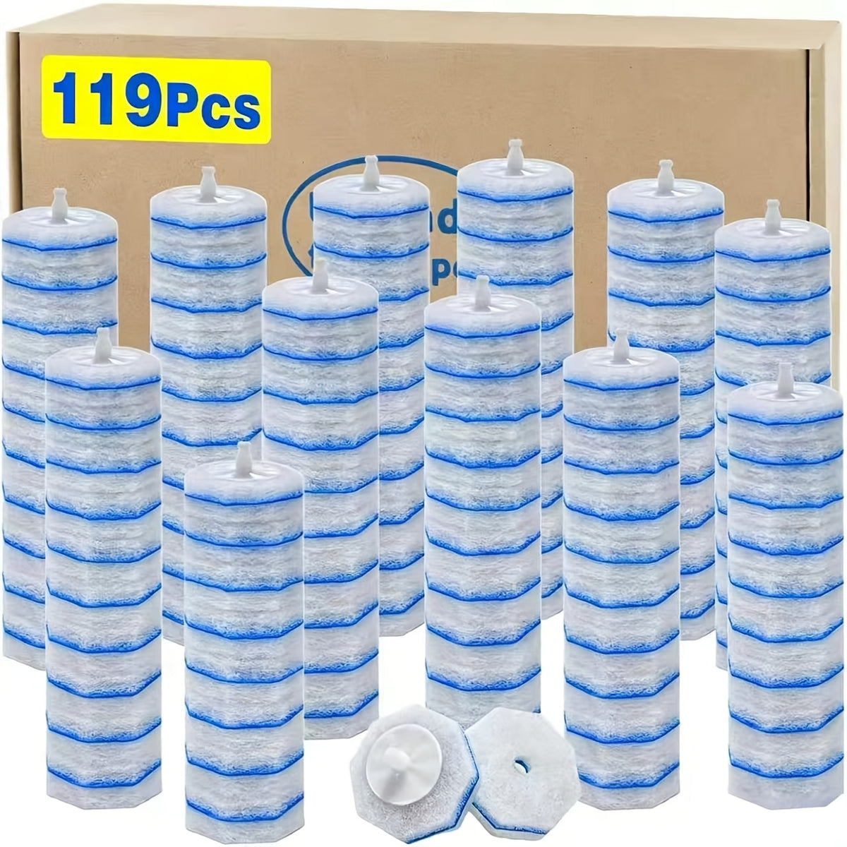 119/50/19-count Toilet Wand Refills, Disposable Toilet Brush Refills Replacement, Toilet Bowl Cleaner Wand Refills, Upgraded Fiber Toilet Brush Head for Bath & Toilet Bowl Deep Cleaning