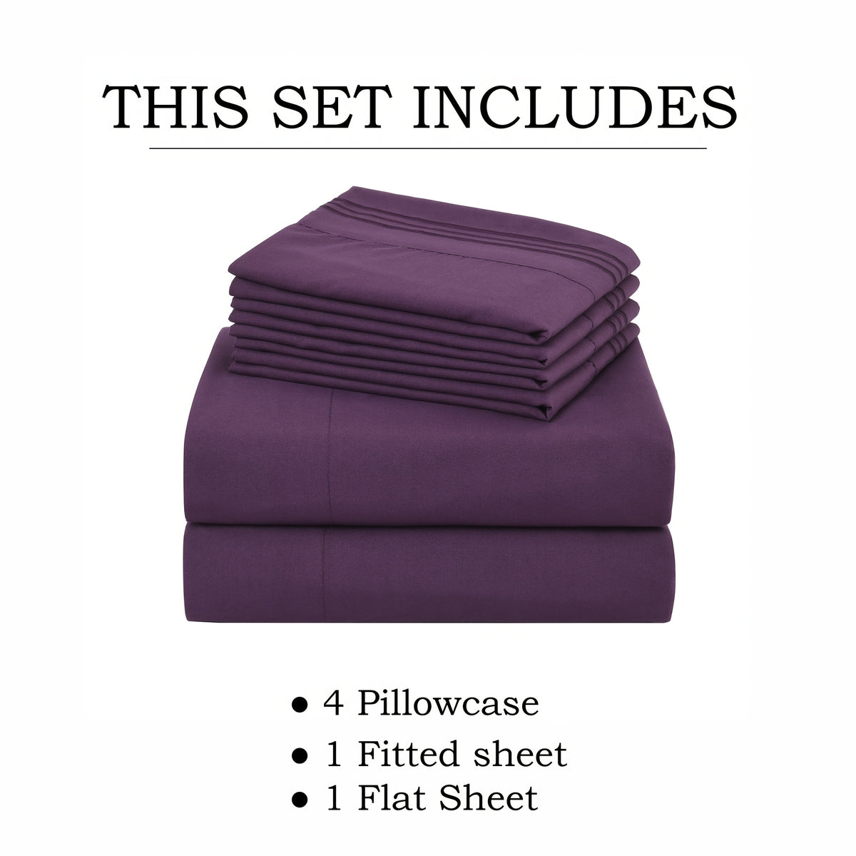 6pcs Summer Cooling Bed Sheet Set, 18 Inch Deep Pocket Ultra Soft Breathable Polyester Solid Color Bedding Three Embroidery 100 GSM Anti Fading Wear Resistant Wrinkle Free Easy Care Bedroom Home Decor