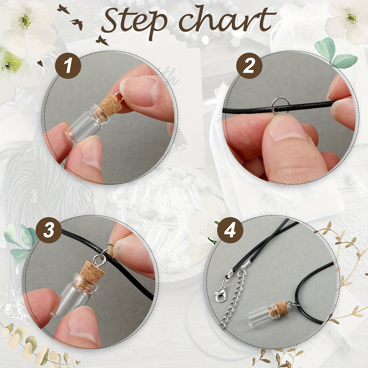 50 Set Mustard Seed Faith Necklace Christian Gifts for Woman DIY 0.02oz Mini Glass Jars Craft Necklace with Christian Faith Cards Gifts, Without Mustard Seed(Classical)