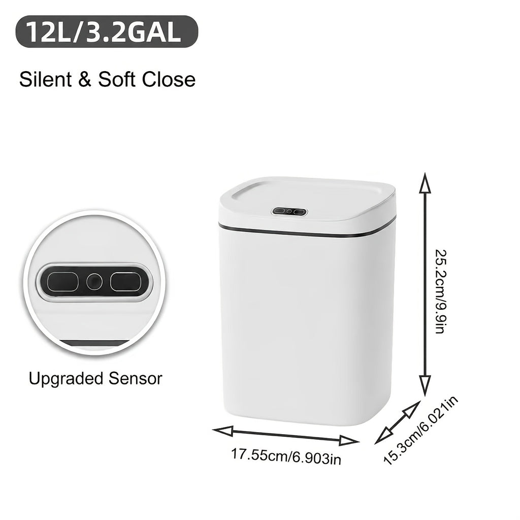 1pc Bathroom Motion-Sensing Smart Trash Can, Smart Trash Can, Lidded Touchless Trash Can, Minimalist Style, Suitable For Home, Kitchen, Office, Bathroom, Outdoor Use, Kitchen Waste Solution