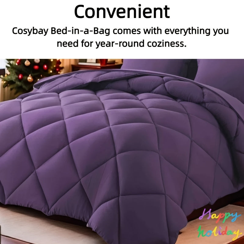 Cosybay 7 Piece Luxurious Comforter Set Queen/King/Full Size, Bed In A Bag Bedding Includes 1 Comforter, 1 Bed Sheet, 1 Fitted Sheet, 2 Pillowcases, 2 Pillow Shams, Soft Complete Bedding for Home Hotel, Perfect for Halloween Holiday, Birthday