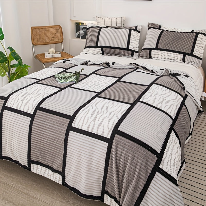 1 Comfortable Plaid Print Blanket, Super Soft Blanket, Easy And Modern Design, Suitable for Single Lunch Break Leg Blanket, Summer Full Body Blanket, Universal for All Seasons, Multi-Purpose Blanket