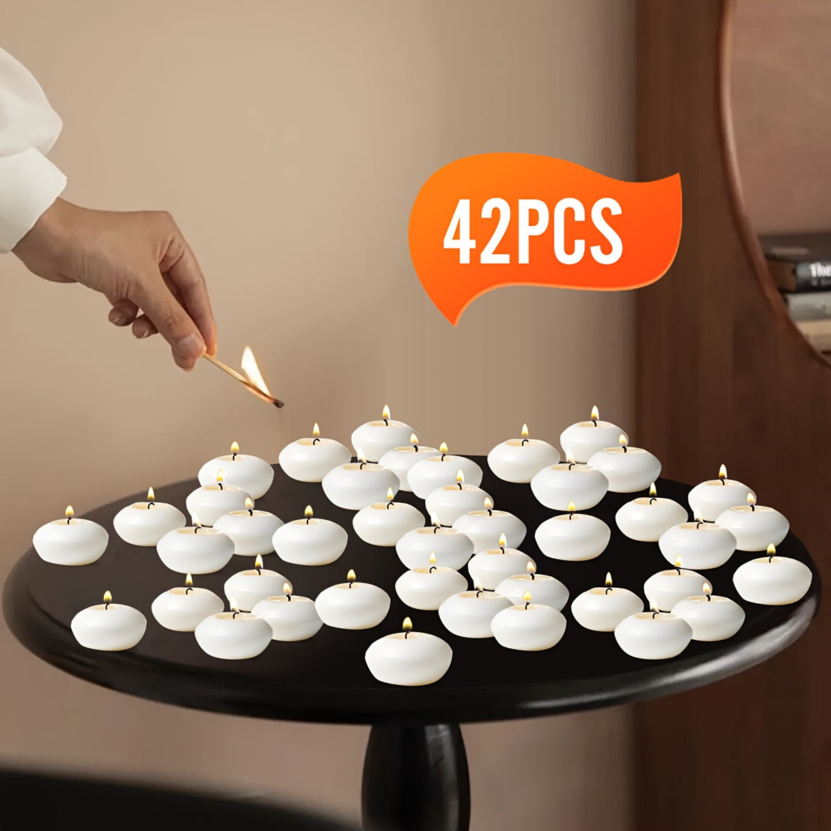 42 Instrument Style Floating Small Candles, Natural Plant Wax+pure Core, Smoke-free And Low Melting Point, Stable Burning, Suitable for Weddings, Meditation, Holiday Blessings, High-Quality Materials, Holiday Gifts
