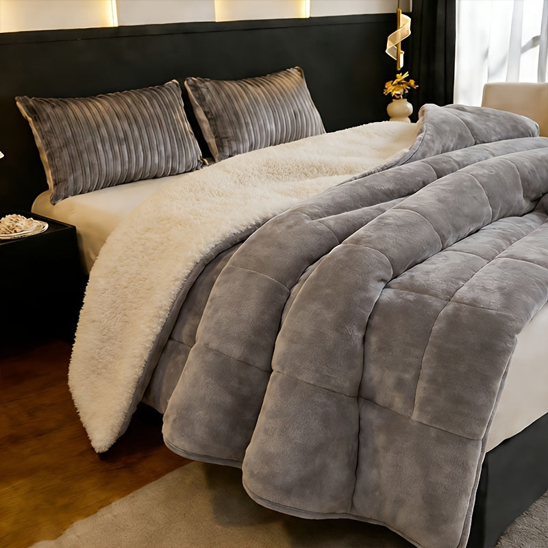 2/3 Pc Sherpa Fleece Blanket for Sofa and Bed, Extra Thick Plush Microfiber, Lightweight Reversible Soft Cozy Warm Luxury Bed Blanket, Single Double Bed Size
