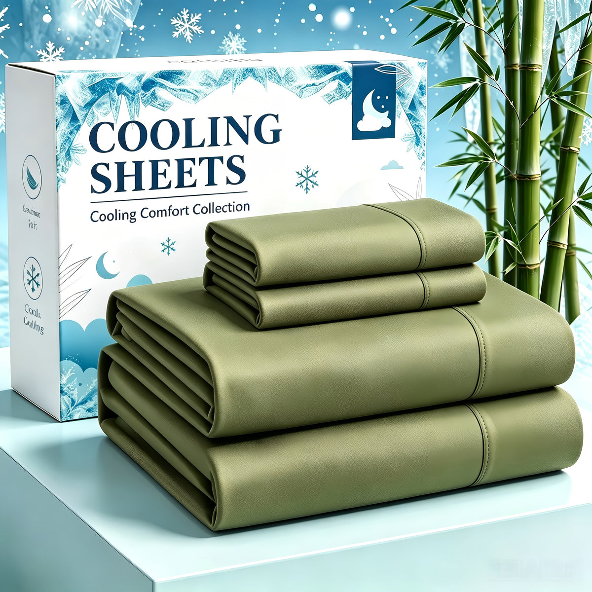 4-Piece Luxury Cooling Sheet Set - Breathable And Cooling Sheets - Hotel Luxury Sheet Set - Easy to Install And Secure - Soft, Wrinkle-Resistant Comfortable Sheets - Extra Deep Pocket Sheet Set - 4-Piece Set, Color Random