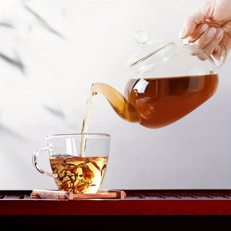 1000Ml Glass Teapot with Infuser And 4 Cups, 33.8 Oz (1000 Ml) Glass Teapot with Detachable Infuser for Flowering And Loose Leaf Tea, Microwave And Stovetop Tea Set Gift Box