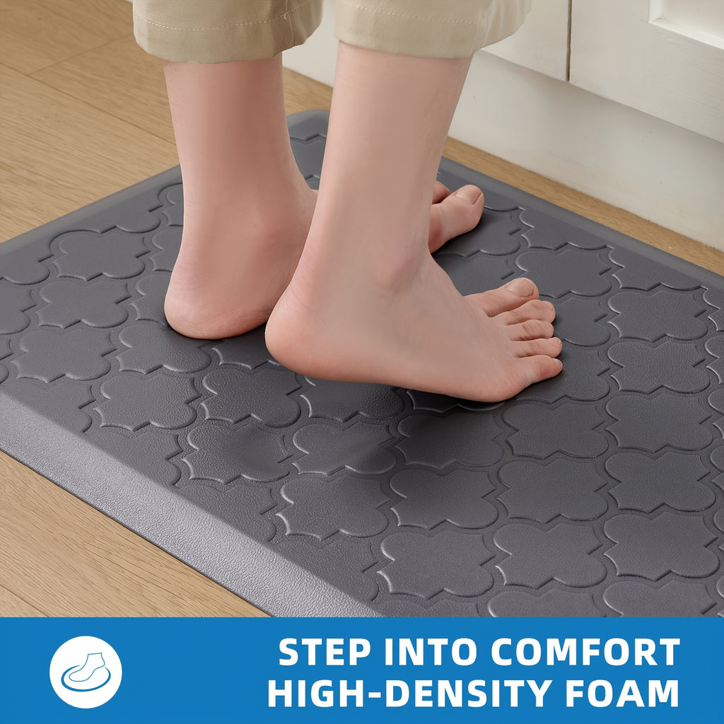 [Non-Slip Kitchen Mats] 2pcs Non-Slip Cushioned Kitchen Mats for Floor | Anti Fatigue Mats for Standing, Office, Sink, Laundry - Grey