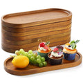 Wooden Appetizer Serving Trays Set of 8, 11.5 x 4 Inch Long Plates with Rounded Edges for Cheese, Desserts, Bread, Fruit, Party Buffets and Everyday Hosting