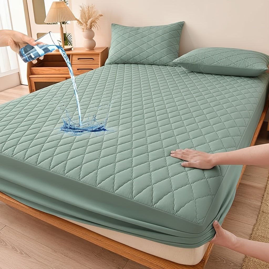 1pc Soft Waterproof Mattress Protector (No Pillowcase) - Breathable & Cool Bed Sheet, Machine Washable, 4 Sizes (Twin/Full/Queen/King), Snug Elastic Edges, 7 Colors - Ideal For Bedroom, Home, Or Hotel Use, Thickened Protective Mattress Cover