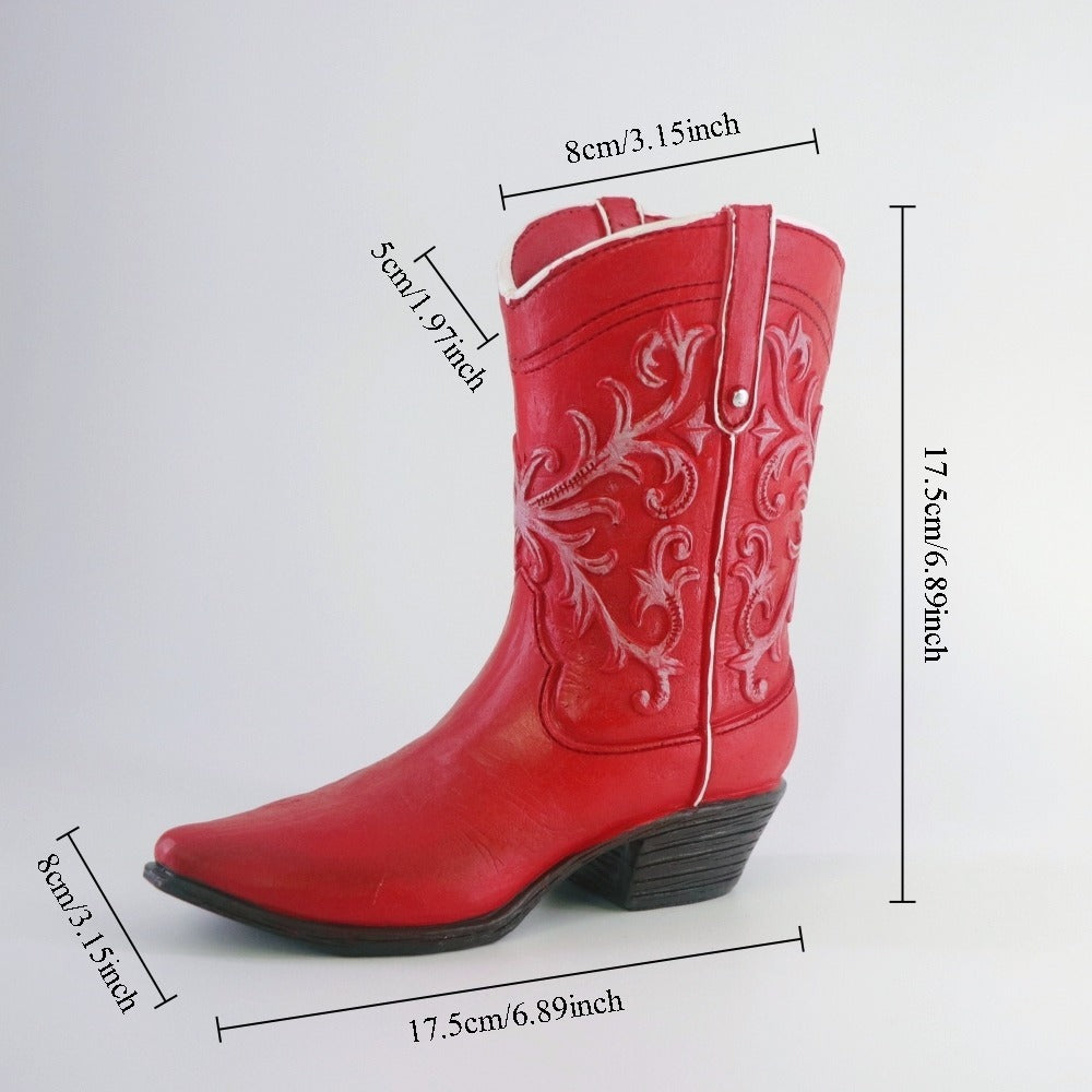 Creative Resin Vase Ornaments Western Cowboy Boots Hydroponic Flower Arrangement Container Living Room Light Luxury Home Decoration