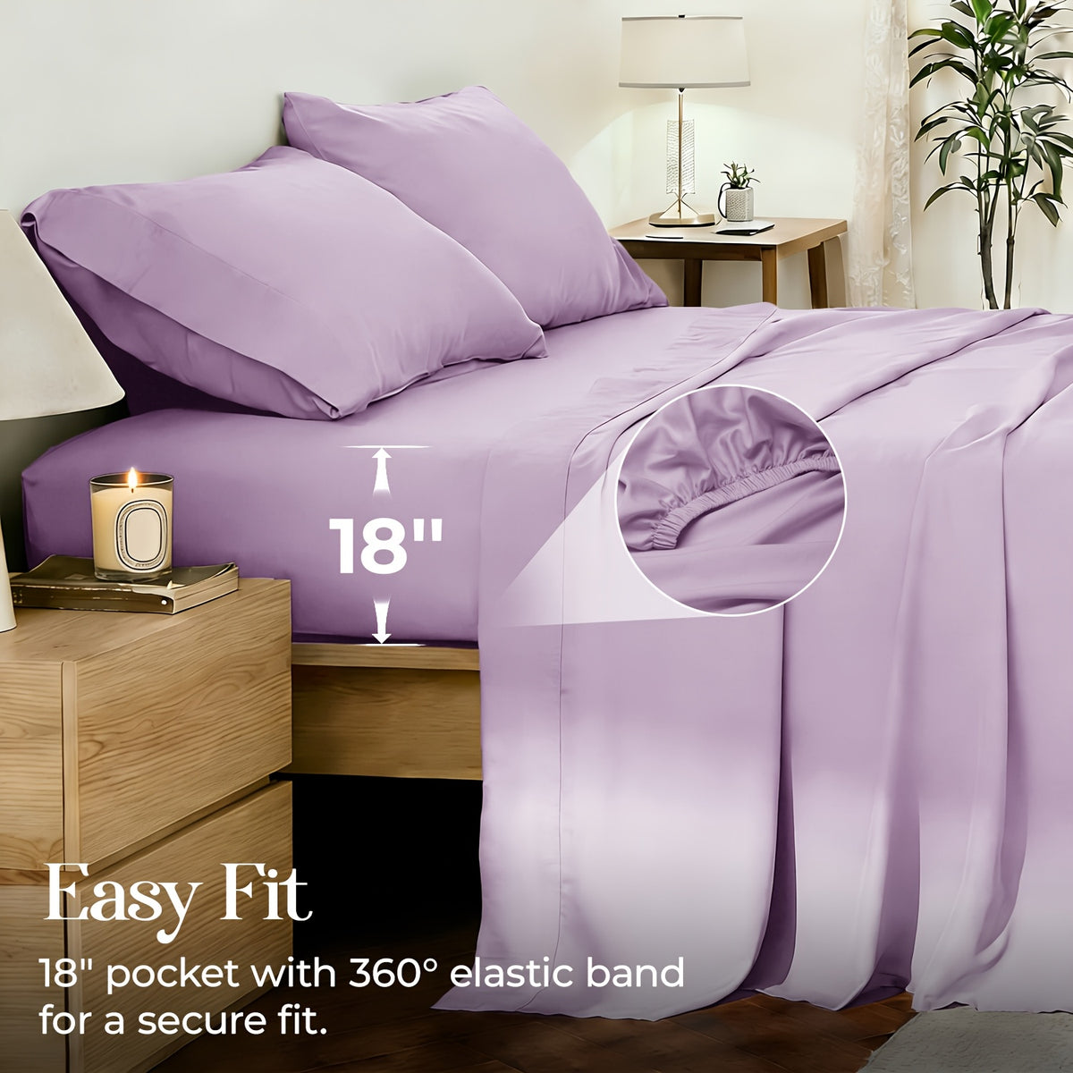 4/6pcs Cooling Bamboo Sheet Sets - Queen Size Soft 2000TC Luxurious Hotel Sheets, Luxury Kids Fitted Sheet, with 16-Inch Deep Pocket, Kids Sheet & Pillowcases And Breathable Night Sweats, Suitable for All Seasons, Twin/Full/Queen/King