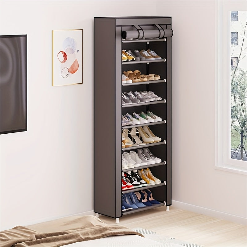 6/10 Tier Portable Shoe Rack Organizer with Nonwoven Fabric Cover, Ideal for Closet, Hallway, Bedroom, And Entryway, Stylish Grey Design