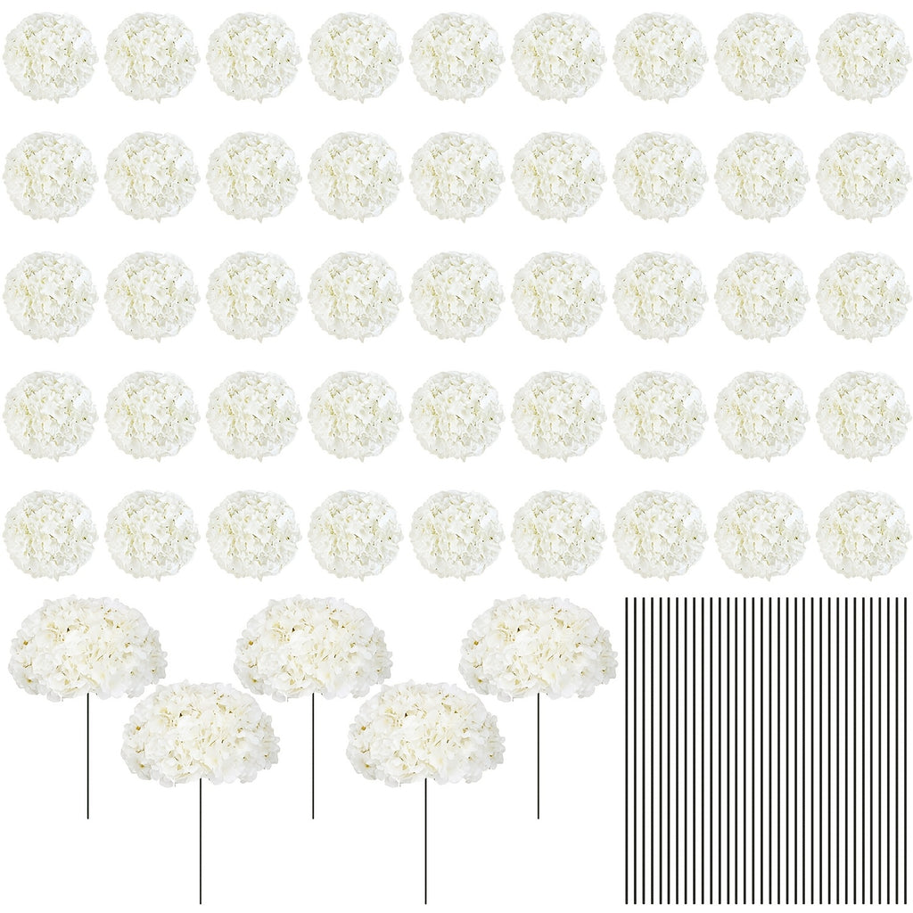 72pcs Hydrangea Artificial Flowers Hydrangea Flowers Artificial Flower Heads with Stems for Home Wedding Party Decorations