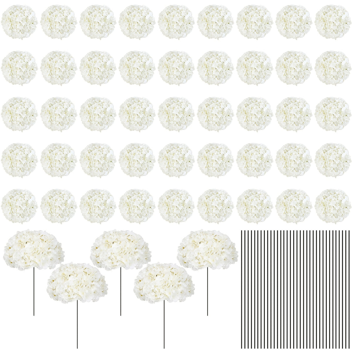 72pcs Hydrangea Artificial Flowers Hydrangea Flowers Artificial Flower Heads with Stems for Home Wedding Party Decorations
