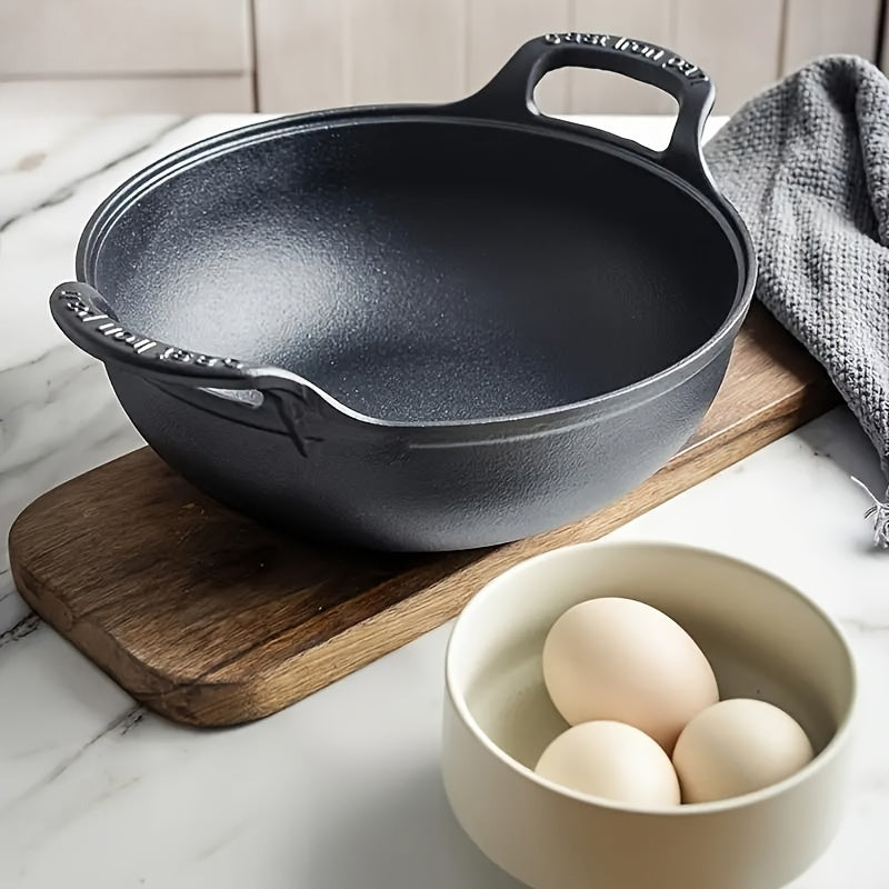 1/2pcs 20cm/7.87in Heavy-Duty Cast Iron Skillet with 2 Handles, Non-Stick, And Without Lid, Even Heat Distribution, Durable, for Home, Restaurant, Outdoor BBQ, Camping, Oven & Stovetop Use, Grilling Steaks & Baking, Versatile, Bbq Essentials