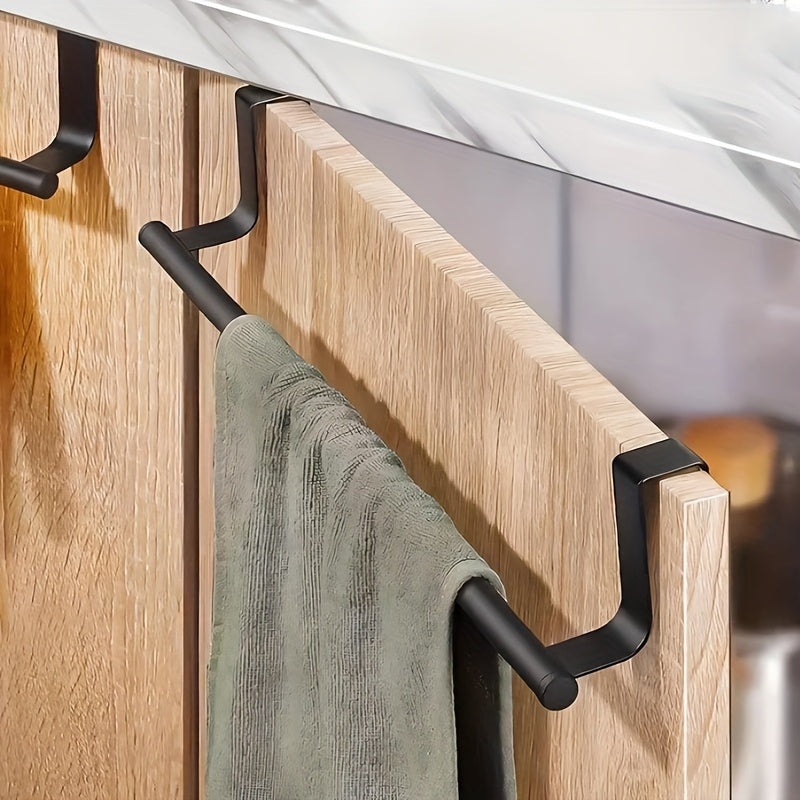 2pcs Cabinet Door Towel Bar, Dishwashing Towel Rack, Stainless Steel Towel Holder, Over The Door Hand Towel Hanger for Kitchen Bathroom Cupboard