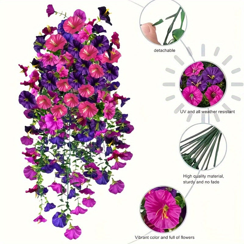 4pcs- Seven Colors, Outdoor Artificial Flowers, UV-resistant Eucalyptus Pendants, Suitable for Home, Garden, Wedding Decoration, Courtyard, Spring and Summer Display, Indoor/ Outdoor Hanging Display, Yellow, Red, White, Purple