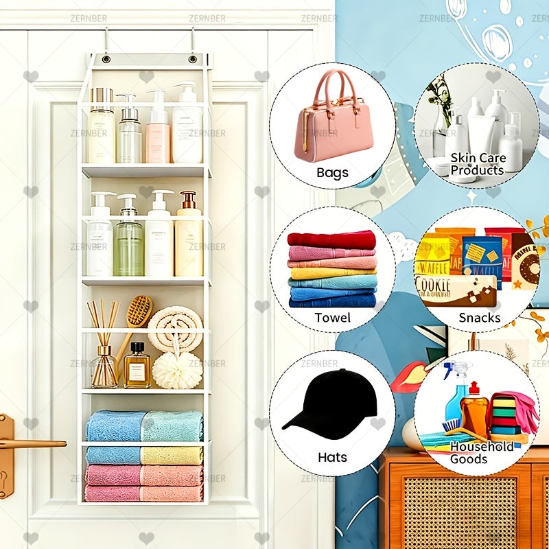 4/ 6 Layer Hanging Storage Bag - Foldable, Non-Woven, White/ Grey/ Black, Window Design, for Bedroom/ Bathroom/ Office, Space Saving