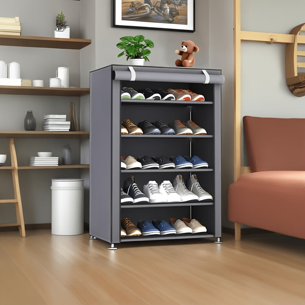6/10 Tier Portable Shoe Rack Organizer with Nonwoven Fabric Cover, Ideal for Closet, Hallway, Bedroom, And Entryway, Stylish Grey Design