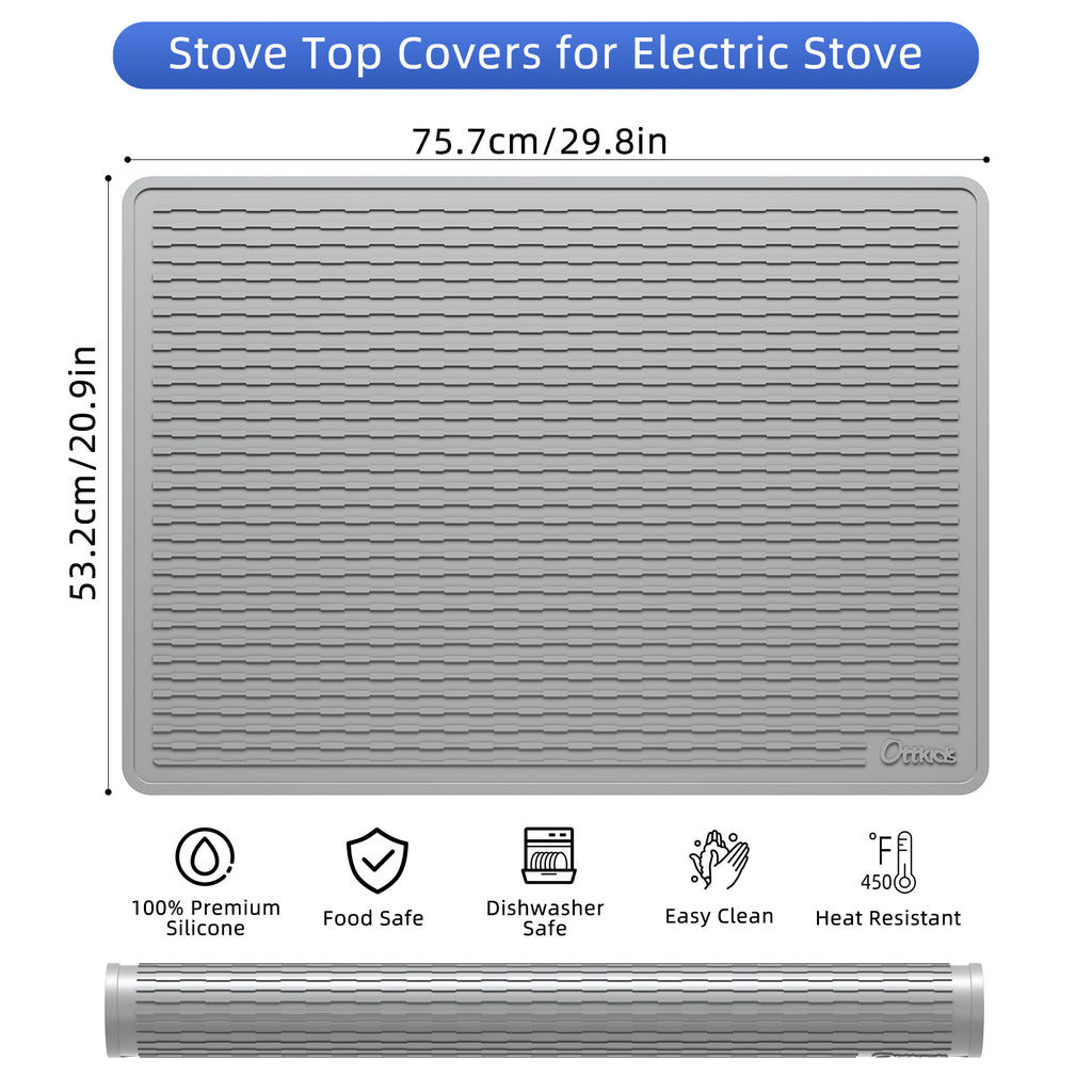 Oversized Thick Silicone Cover for Stove Tops, Measuring 75.7X53.2Cm (29.8X20.8In), Featuring Anti-Slip Stripes And Made from Quiet Material, Suitable for Kitchen And Restaurant Use Dish Drying Mats