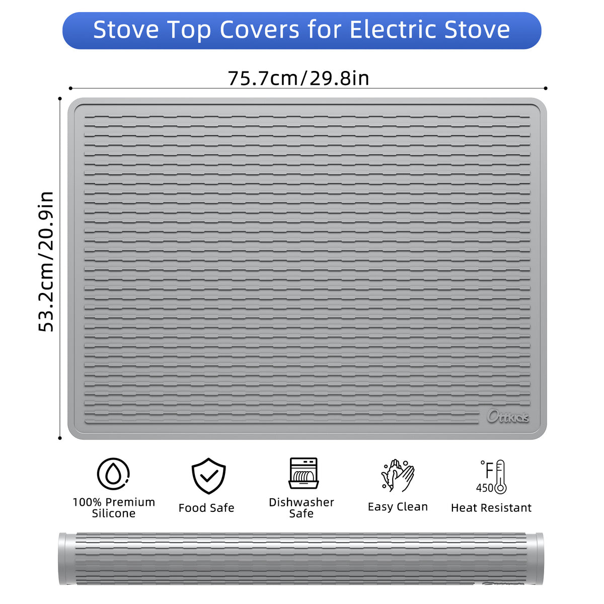 Oversized Thick Silicone Cover for Stove Tops, Measuring 75.7X53.2Cm (29.8X20.8In), Featuring Anti-Slip Stripes And Made from Quiet Material, Suitable for Kitchen And Restaurant Use Dish Drying Mats