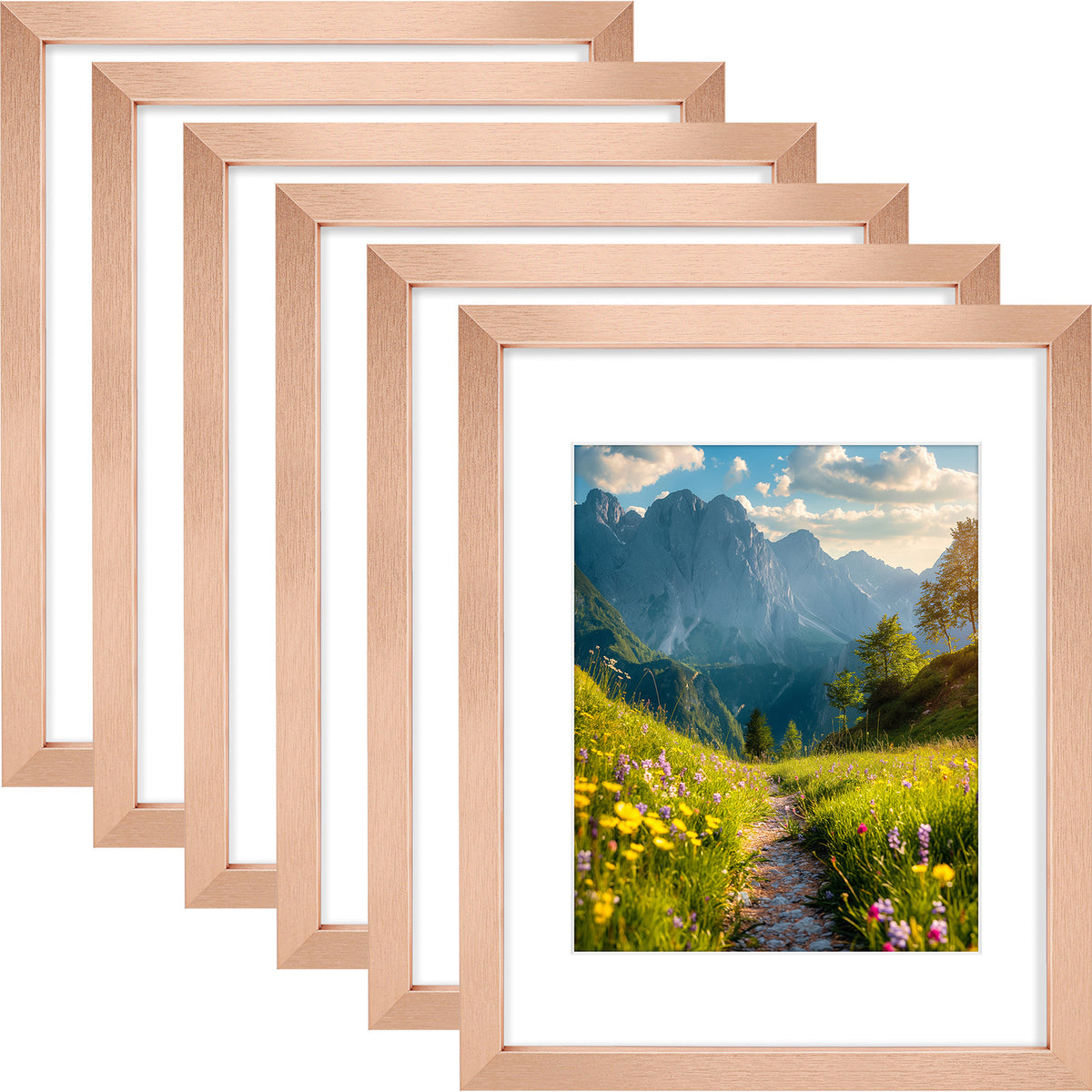 6 Packs 6x8/8x10/9x12/11x14/16x20 Picture Frames Set, Engineered Wood Gallery Wall Frame Set with Plexiglass - Wall Mounting or Tabletop Display