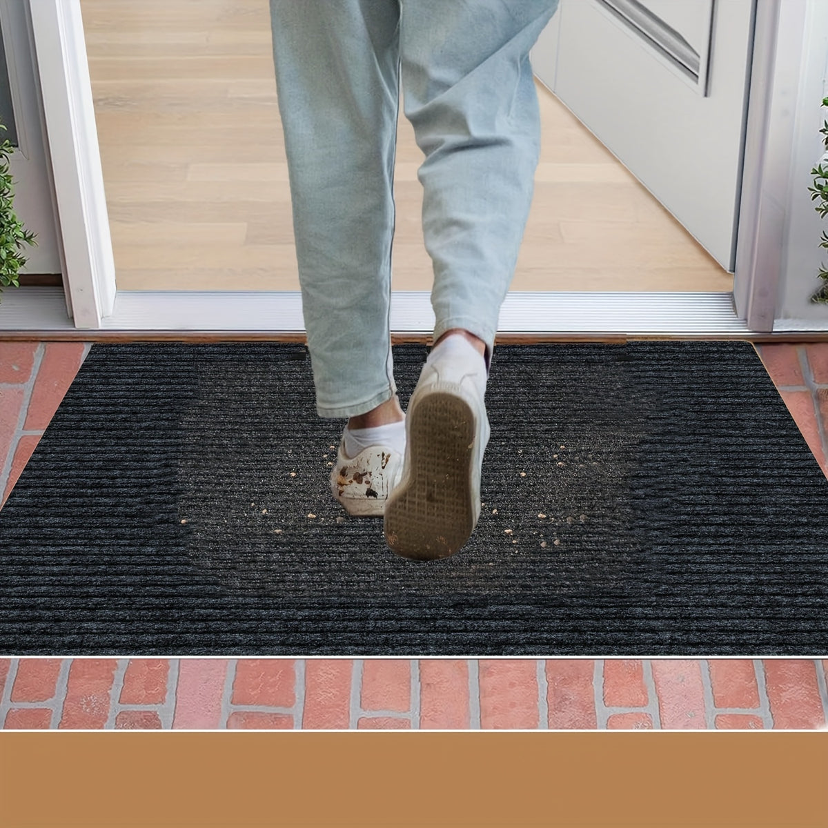 Indoor Door Mat with Non-Slip Rubber Backing, Low-Profile Absorbent Entryway Mat in 4 Colors and 7 Sizes for Front Doors, Hallways and Pet Entrances