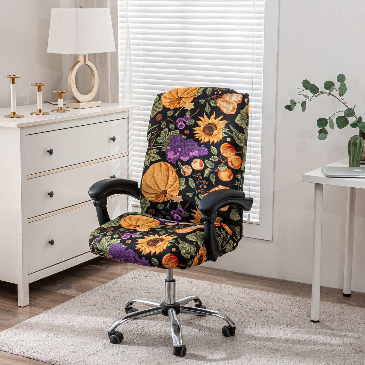1pc Stretch Printed Computer Office Chair Covers, Soft Fit Universal Desk Rotating Chair Slipcovers, Removable Washable Anti-Dust Spandex Chair Protector Cover With Zipper, Valentine'S Day Gift, Valentine'S Day Decorations
