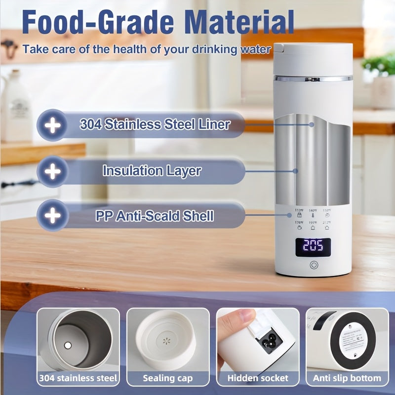 1pc Travel Electric Kettle Portable Small Small Kettle Water Boiler, Water Heater with 6 Temperature Controls, 304 Stainless Steel, Auto Shut-Off And Boil-Dry Protection, BPA-Free, 15.2oz Can Be Applied to Brew Coffee, Brew Flower Tea, Brew Milk