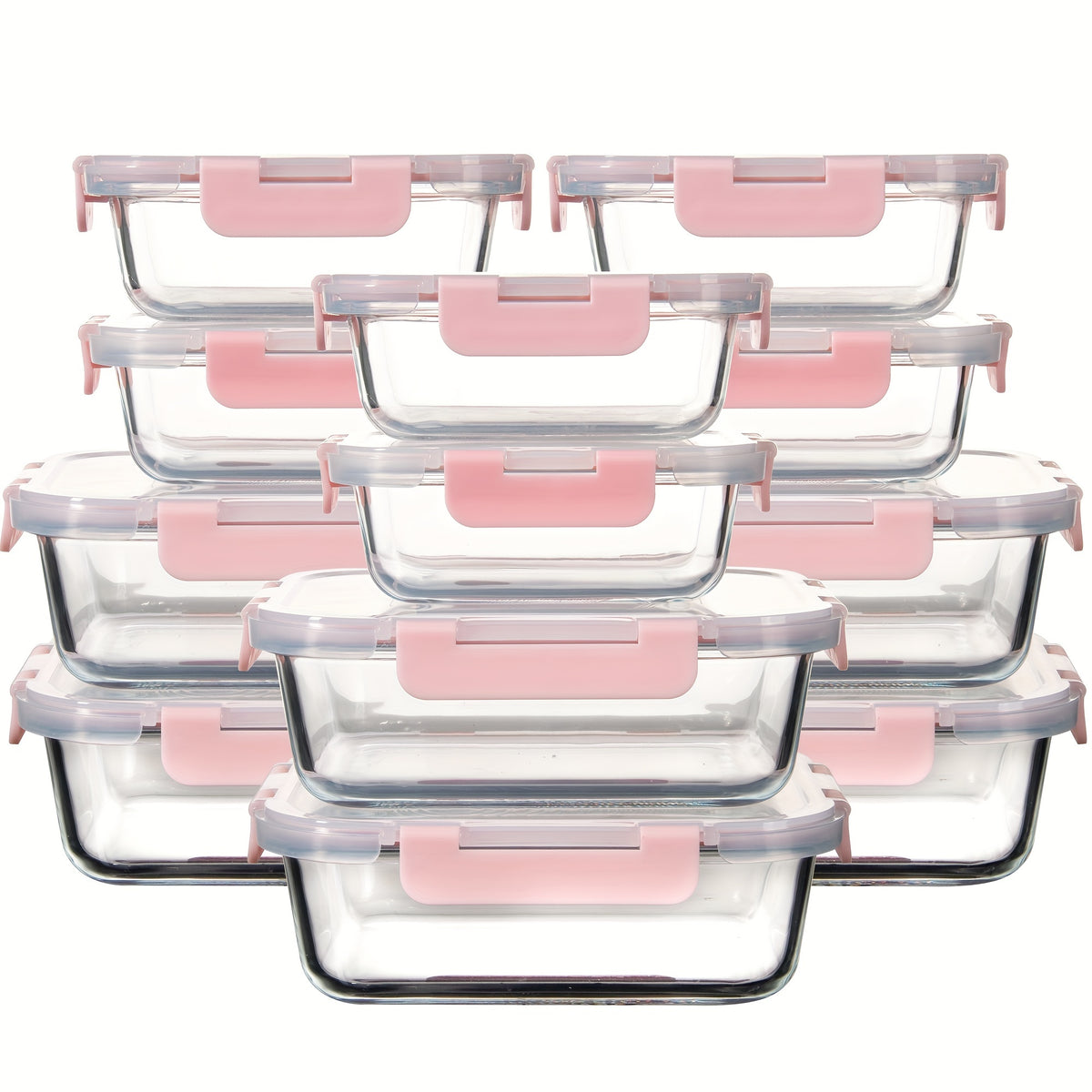 24pcs (12 Lids+12 Glass Bowl) Borosilicate Glass Food Storage Containers with Airtight Lids, Ideal for Meal Prep, Lunches - Microwave and Dishwasher Safe