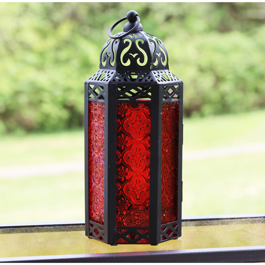 Decorative Moroccan Candle Lantern Holder, Medium, 10.5" Tall