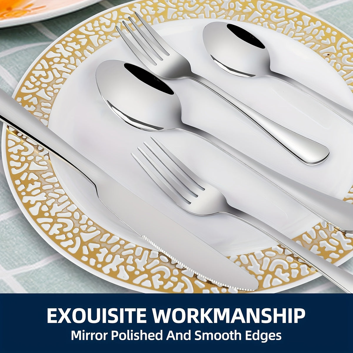 20/24/30/65pcs Stainless Steel Silverware Set, Flatware Set for Kitchen, Cutlery Set with Forks, Spoons, Knives, Serving Set, Modern Flatware Set Service for 4/4/6/12