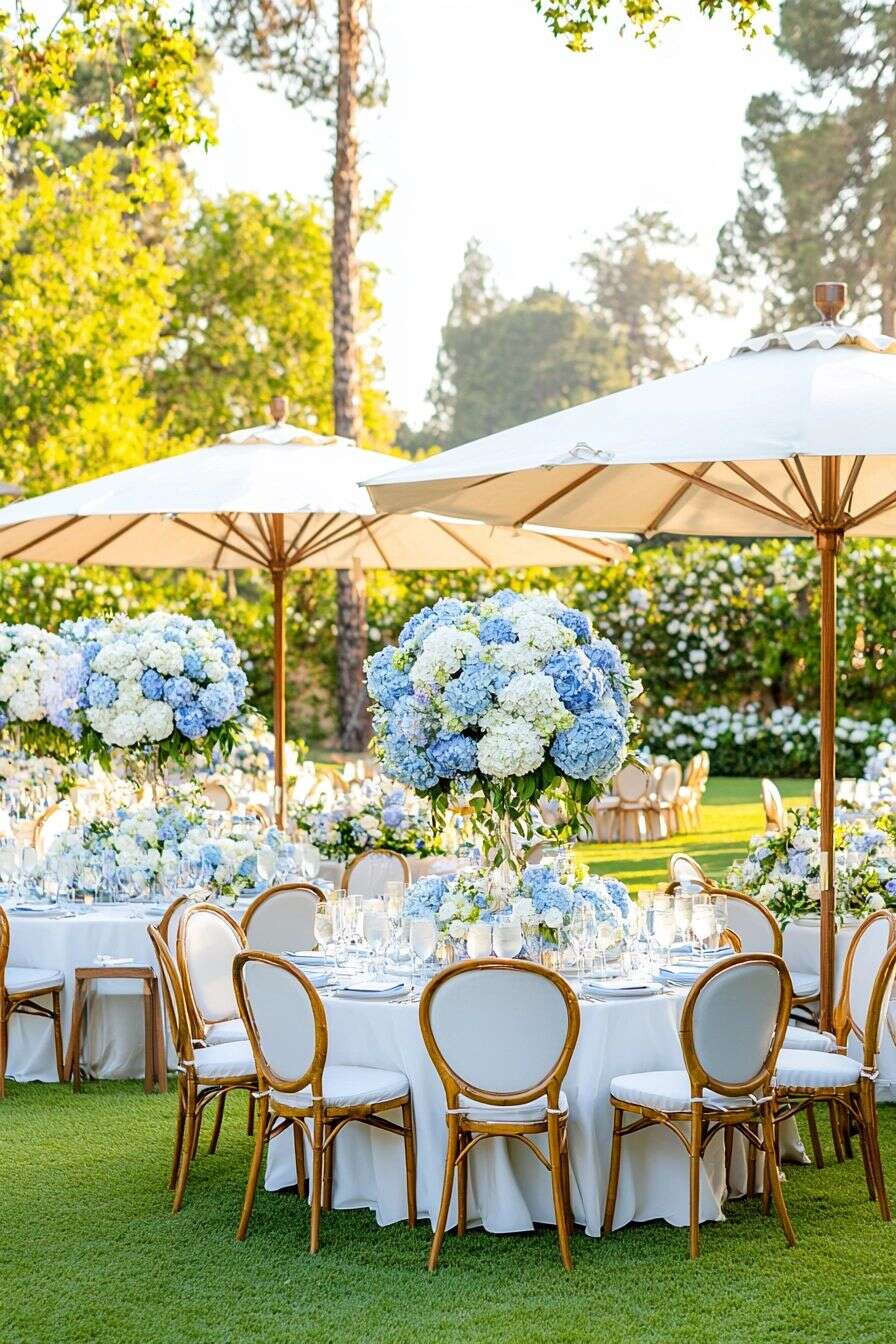 20/40 Blue White Hydrangea Artificial Flowers, 16.2 Inches Outdoor Silky Hydrangea Artificial Flowers, Suitable for Outdoor Weddings, Garden Decorations, Exhibition Decorations, Home Parties, And Christmas Decorations.
