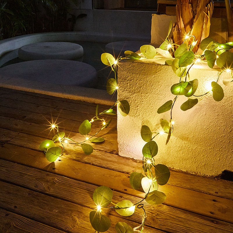 4pcs Total Length 315 In, 80 Lights Eucalyptus Leaf Wreath String Light Pendant, -Battery-powered Holiday Table Decoration With Warm, Realistic Leaves, Perfect For Centerpiece Decoration On The Dining Table, Indoor Home Decoration