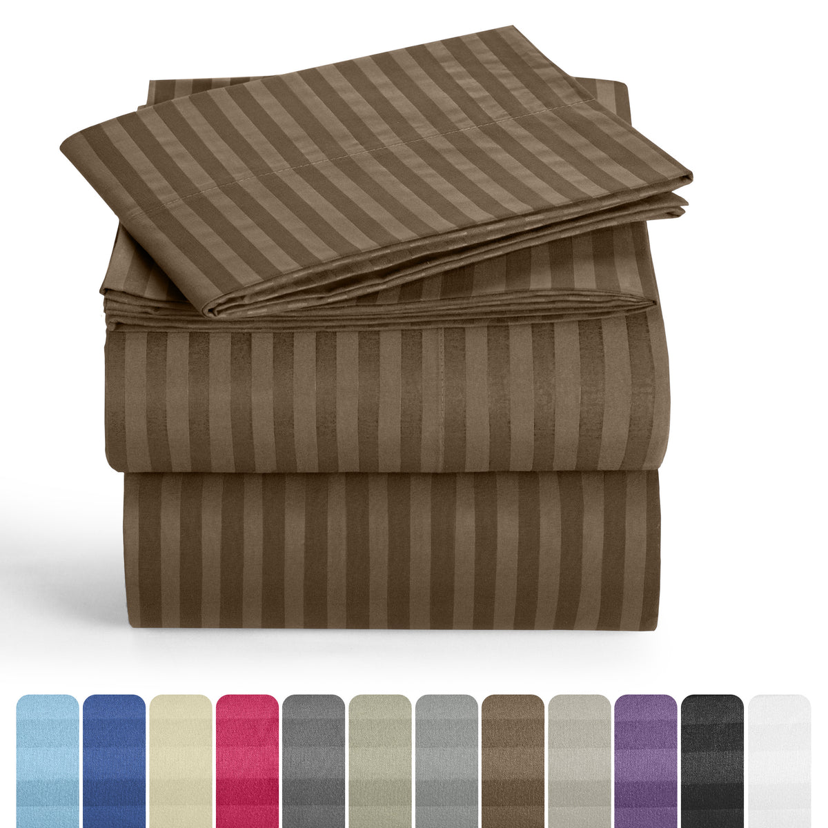 Lux Decor 4/3 Pieces Striped Bed Sheets Set - Hotel Luxury Sheets, Deep Pocket Up to 16 Inches, Extra Soft, Breathable Cooling Sheet & Pillowcases, Easy To Fit, Wrinkle Free, Fade & Stain Resistant Bedding Set