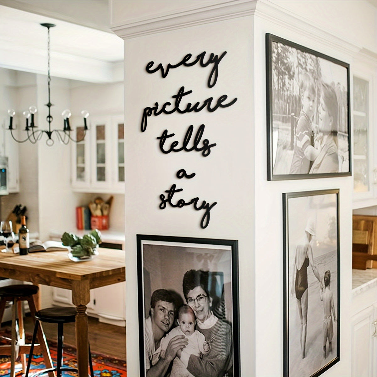 Contemporary Vertical Rectangular Metal Wall Art "Every Picture Tells a Story" - Minimalist Narrative Panel Suitable for Home Decor, Wall-Mounted Storytelling Decorations & Anniversary Gifts, Elegant Metal Artwork