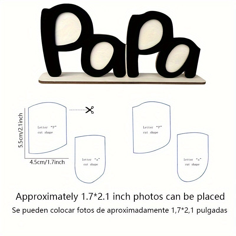 1pc "PaPa" Wooden Photo Frame - Circular Classic Design, Horizontal Desktop Display, Durable Wood Material, Sentimental Gift for Dad, Husband, Grandfather - Home Decor & Birthday Present