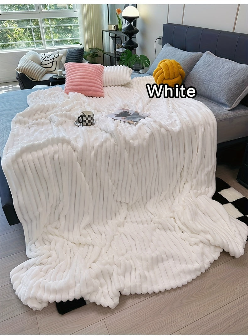 Ultra-Soft Thick Fleece Blanket | Multi-Color, 3D Faux Rabbit Fur, Double-Sided, Ideal for All Seasons, Home, Office, Travel, Camping, Gift for All Occasions