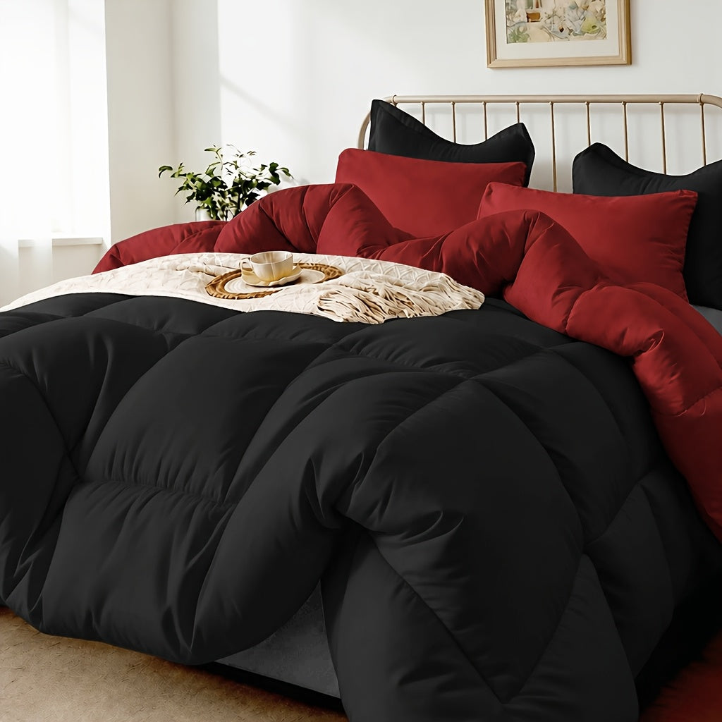2/3pcs Solid-color Diamond-quilted Comforter Set. Easy Clean, Fabric Soft Breathable. Includes 1 Comforter, 1/2 Pillow Shams. Fits All Bed Sizes Matches Various Bedroom Decor. Suitable for All Seasons Ideal As A Gift, Include Random Color