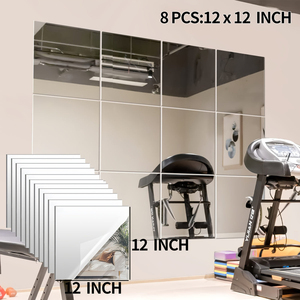 [Flexible Stick-On Mirrors] 4/8pcs Self-Adhesive Mirror HD Acrylic Mirror, Flexible Stick-On Mirror Sheets, Frameless Wall Mirror, Plastic Mirror Wall Stickers, Home Decoration Is Not Fragile, Mirrors