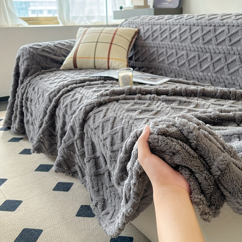 1pc Modern Jacquard Shu Velveteen Sofa Throw Cover - Pet Friendly Slipcover with Soft Plush Feel - Machine Washable, Non-Printing Single Piece Couch Protector for Home Decor - Fits Armchair to 4-Seater Sectional Sofas