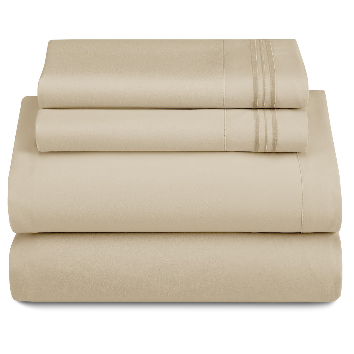 Lux Decor 4 Pieces Solid Bedsheets - 1800 Series Stylish Comfy Bedding Sheet Set - Hotel Luxury Skin Friendly Cooling Sheets & Embroidered Pillowcases Without Filler - Classic Collection With 16 Inches Deep Pocket Room decor - Shrinkage & Fade Resistant