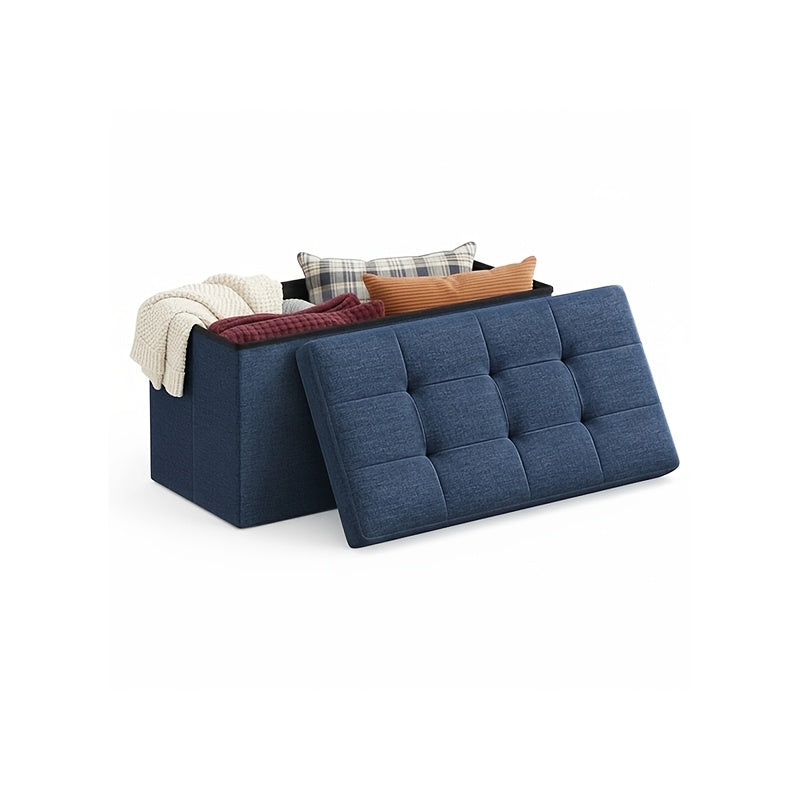30/43 Inch Heavy Duty Folding Storage Ottoman Bench with Shoe Cabinet & Thick Padded Seat - Retro Suitable for Small Spaces, Multifunctional Footrest Stool, End of Bed Bench for Bedroom, Living Room, Entryway, Fabric,