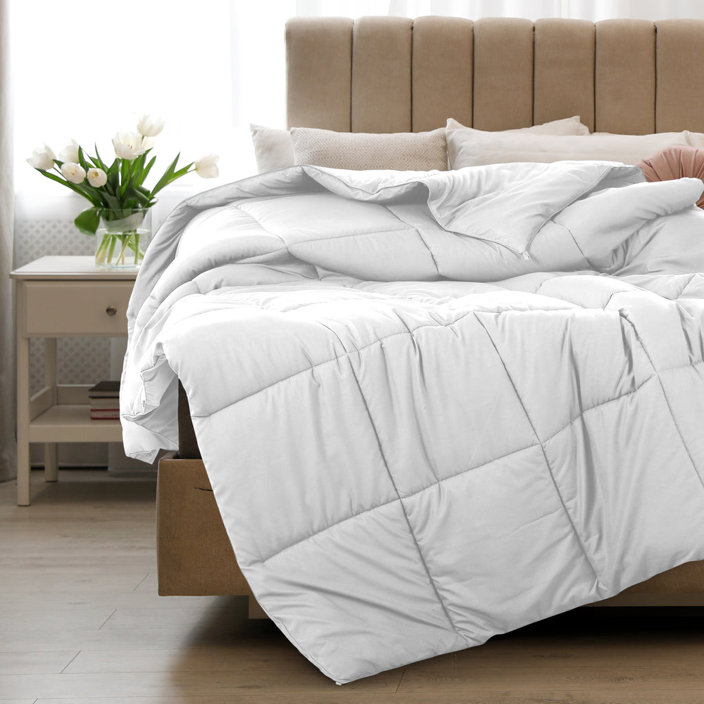 Lux Decor Comforter - All Season Quilt Comforter For Summer Sleeping With Corner Tabs - Soft, Breathable Versatile Bedding & Bedroom Decor - Luxurious Box Stitching