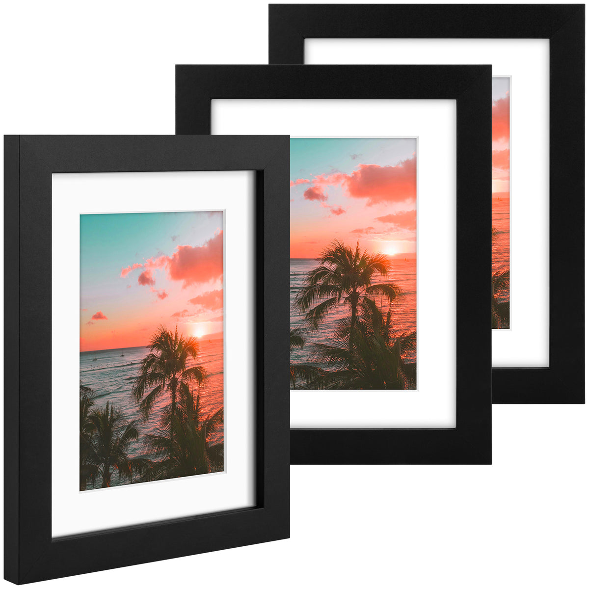 3 Pack 6x8/8x10/9x12/11x14/16x20 Picture Frames Set with Mat or without Mat, Engineered Wood Photo Frames with Plexiglass, for Wall or Tabletop Display - Gallery Wall Frames, Office Home Decor,Poster Frames
