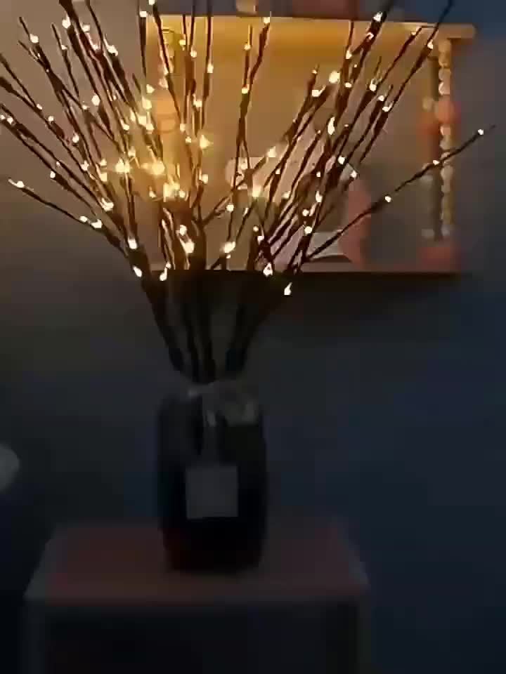 LED Tree Branch Lights, 20 LED Warm Light Decorative Twigs for Indoor Vase Displays, Bedroom and Dorm Decor, Christmas, Eid and New Year Parties