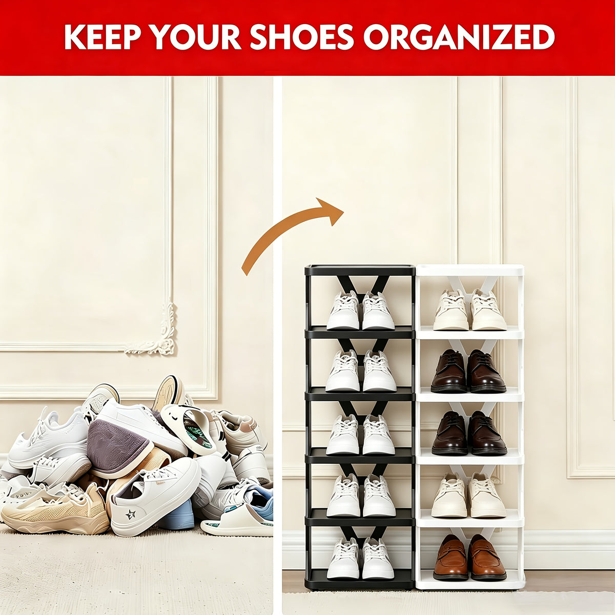 1pc Removable 4/6/9 Tier Shoe Rack, Space Saving Folding Shoe Rack for Home And Dormitory, Hallway, Living Room - Separate Narrow Shoe Rack for Indoor Doorway Storage. Holds Keys, Small Photo Frames, Etc.