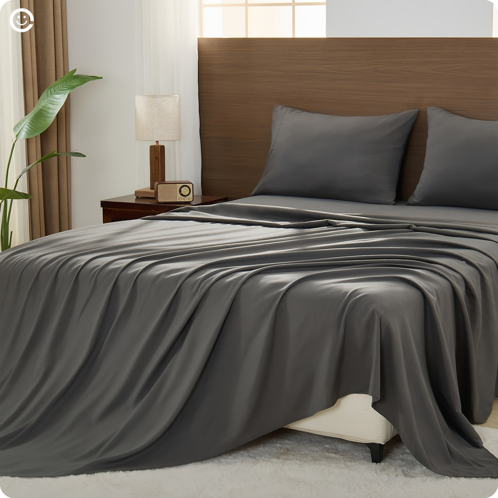 4-Piece Luxury Cooling Sheet Set - Breathable And Cooling Sheets - Hotel Luxury Sheet Set - Easy to Install And Secure - Soft, Wrinkle-Resistant Comfortable Sheets - Extra Deep Pocket Sheet Set - 4-Piece Set, Color Random