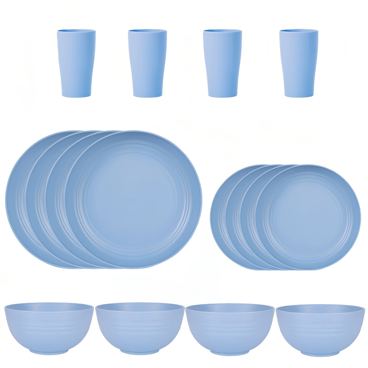 16pcs/32pcs Kitchen Wheat Straw Large Size Dinnerware Set, for 4/8, Unbreakable Modern Dish Set Dinner Plate/Dessert Plate/Cereal Bowl/Cup, Dishwasher Safe, Lightweight Tableware, Camping And Everyday Use, Gifts for Men/Women/Christmas/Halloween